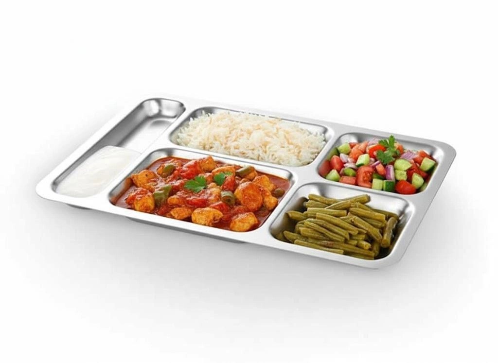 Alezy Çelik 430 5 Bölmeli Metal Tabldot 28cmx40cm