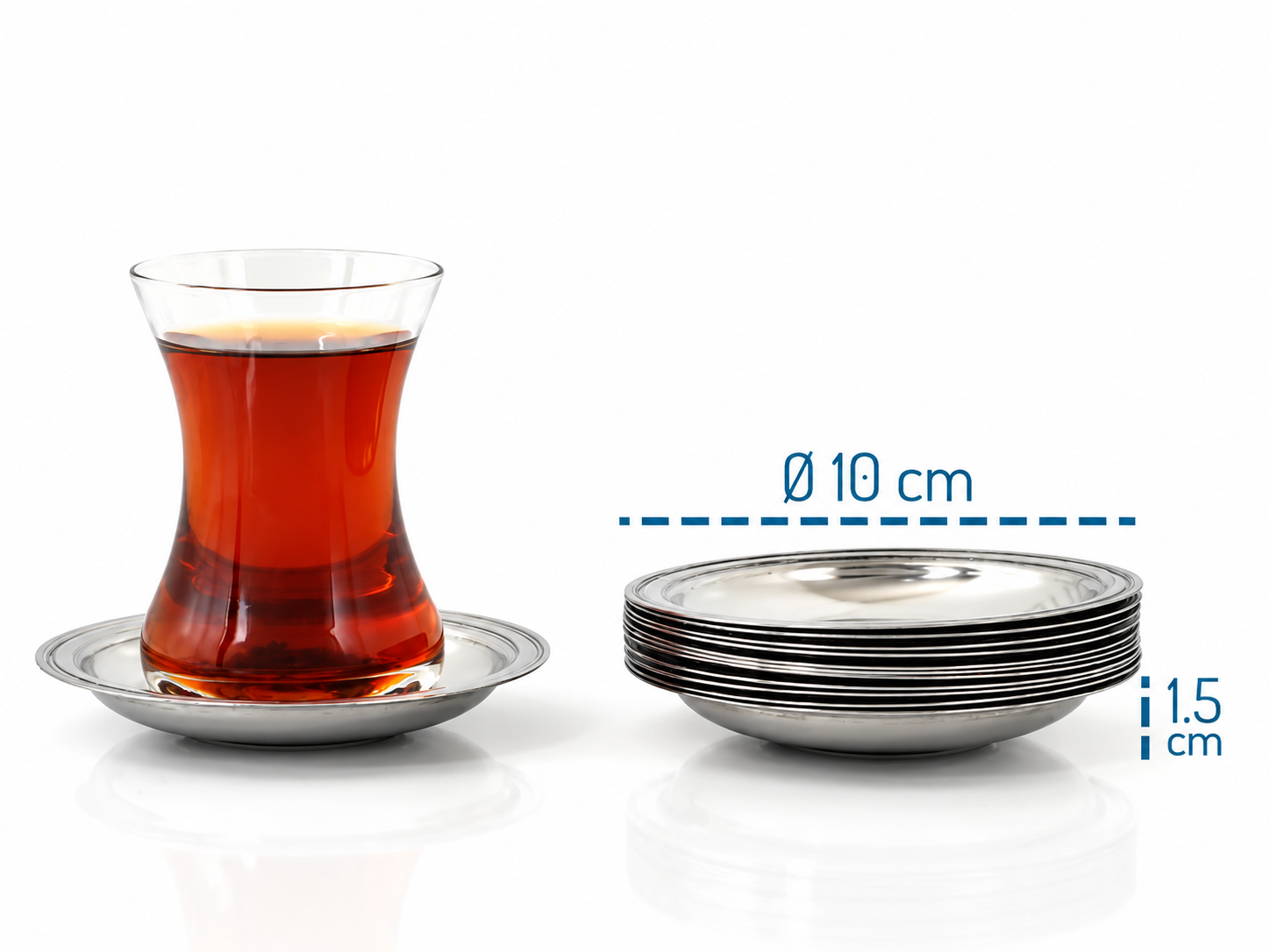 Alezy Çelik Sade Çay Tabağı 10cm 12'li Paket
