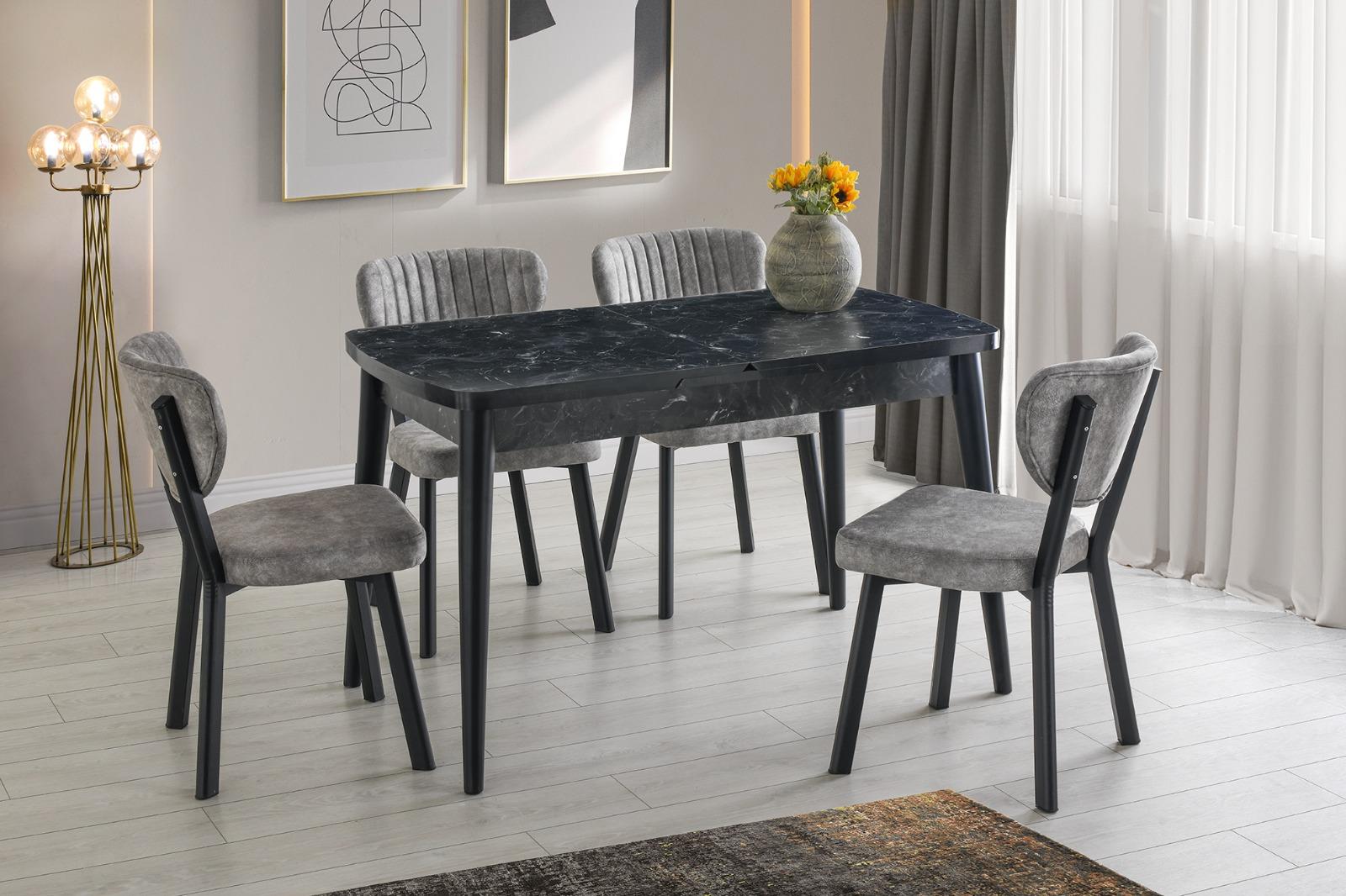 Alezy Elite 130x75 Masa + 4 Star Koltuk Yemek Masası Takımı