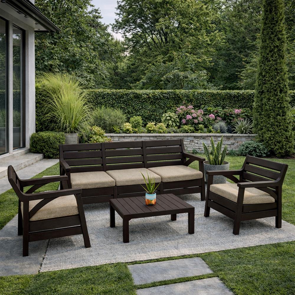 Alezy Hawaii Set - Takım Bahçe Oturma Grubu Minderli - HK810 5 Kişilik