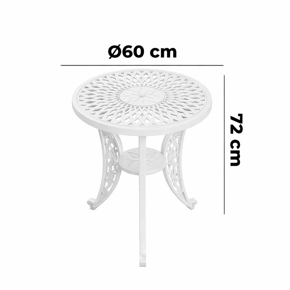 Alezy İstanbul Masa Takımı Ø60 cm Yuvarlak Masa 2 Adet İstanbul Koltuk Ferforje Görünümlü Set