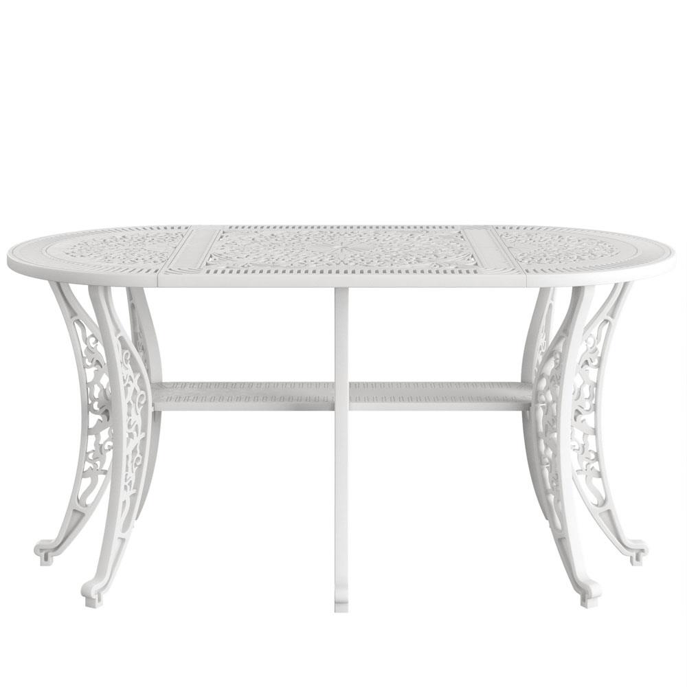 Alezy İstanbul Masa Takımı 75x150cm Oval Masa 6 Adet İstanbul Koltuk Ferforje Görünümlü Set