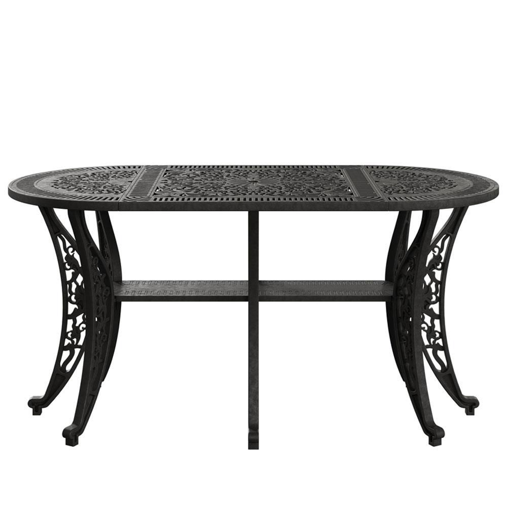 Alezy İstanbul Masa Takımı 75x150cm Oval Masa 6 Adet İstanbul Koltuk Ferforje Görünümlü Set