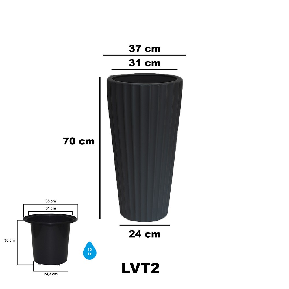 Alezy Lilyum Dekoratif Çizgili Saksı Vazo 70cm No:2 16Lt