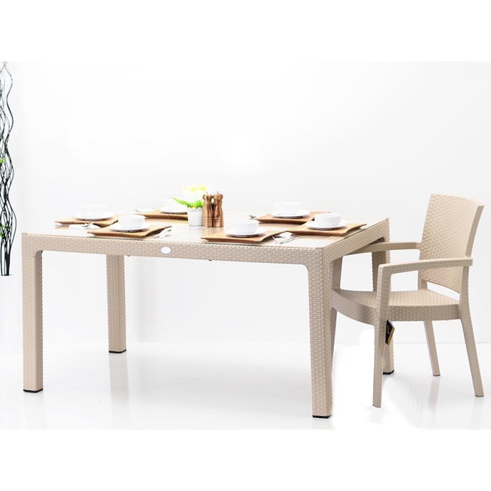 Alezy R004 Rattan Camlı Masa 90x150cm