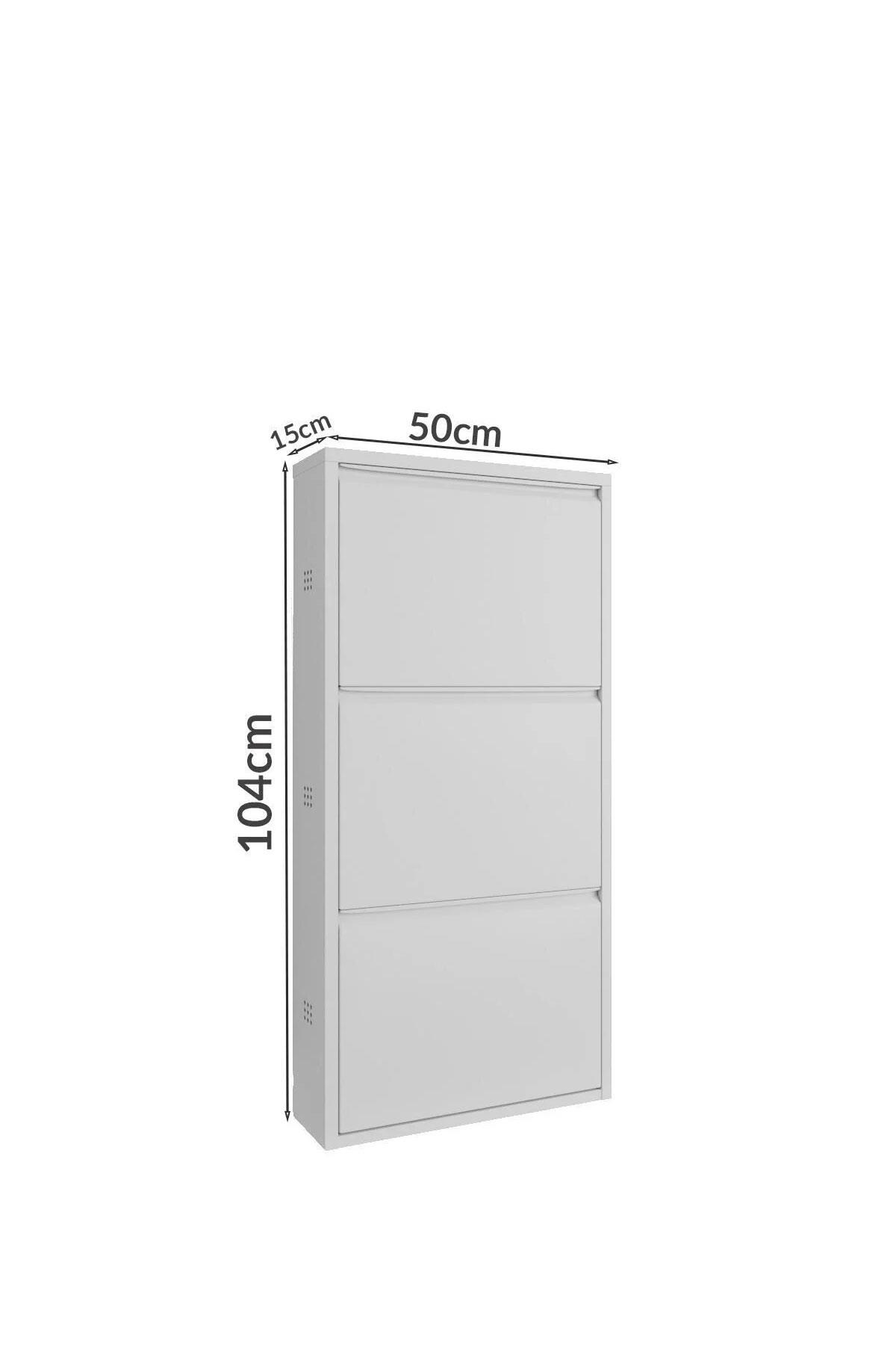Alezy Üç Katlı Duvara Sabitlenebilir Metal Ayakkabılık 40x60 Cm Kapı Paspası Hediyeli