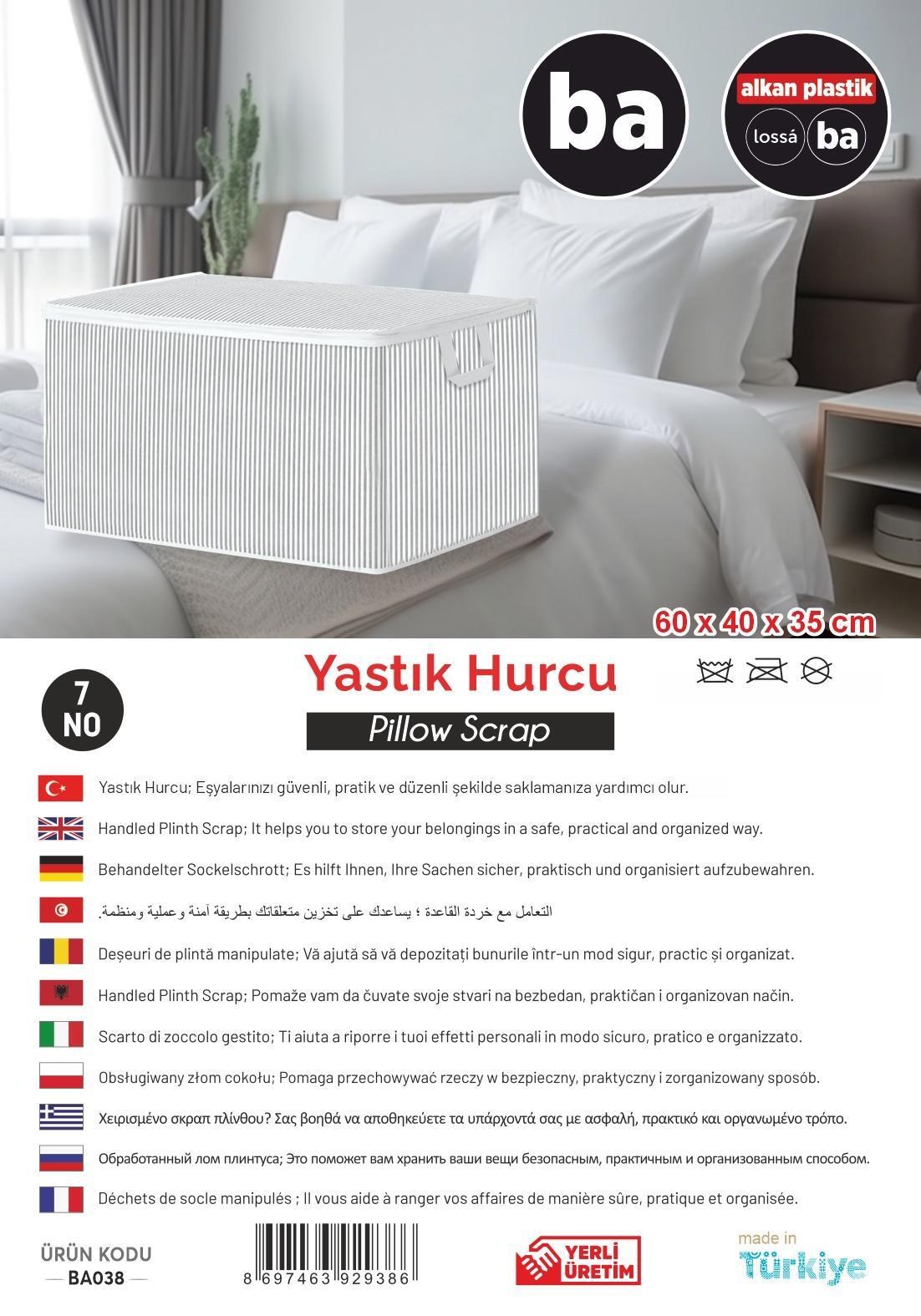 Antrasit Çizgili Fermuarlı Çok Amaçlı Depolama Hurcu