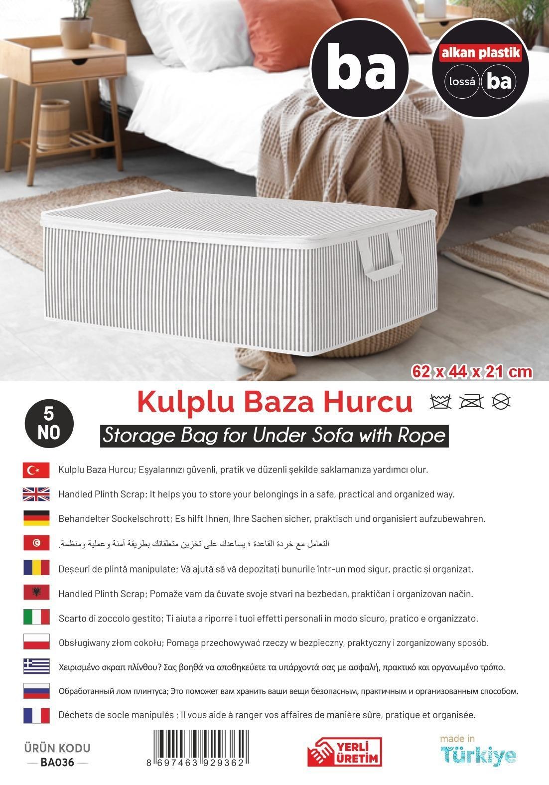Antrasit Çizgili Fermuarlı Çok Amaçlı Depolama Hurcu