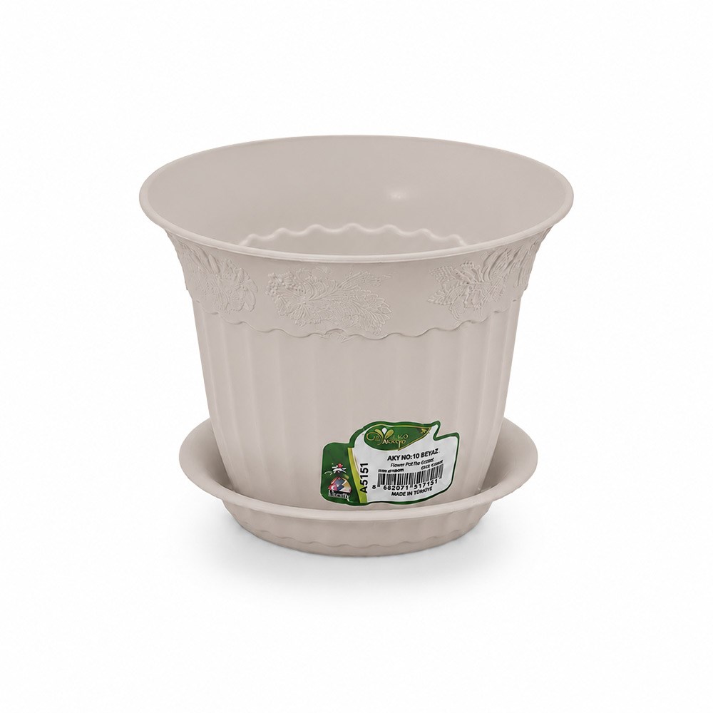 Irak Garden Flowers  AS151 Renkli Dekoratif Antik Saksı 1.1 Litre