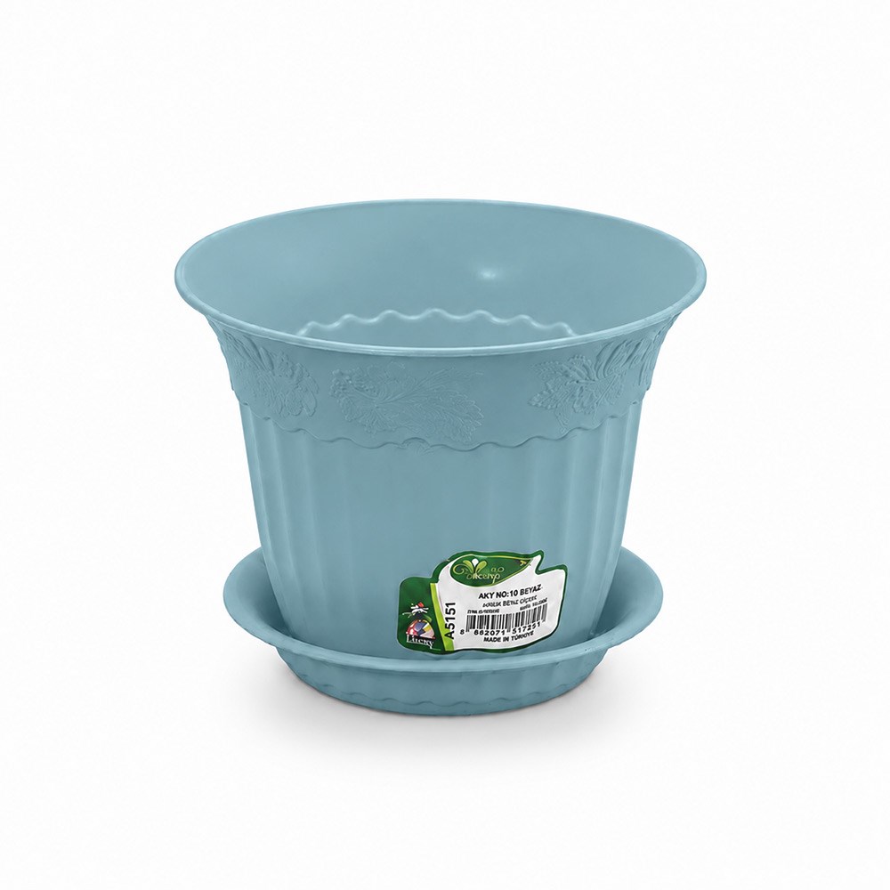 Irak Garden Flowers  AS151 Renkli Dekoratif Antik Saksı 1.1 Litre