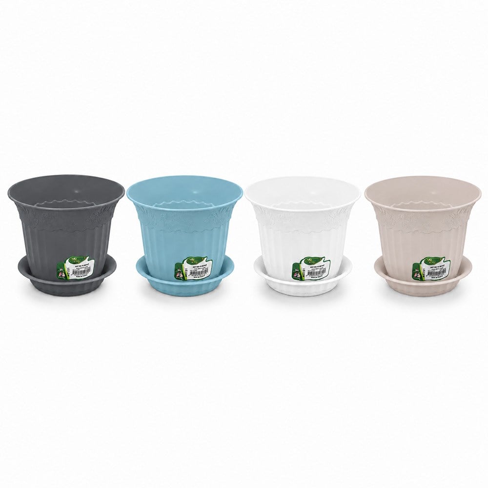 Irak Garden Flowers  AS151 Renkli Dekoratif Antik Saksı 1.1 Litre