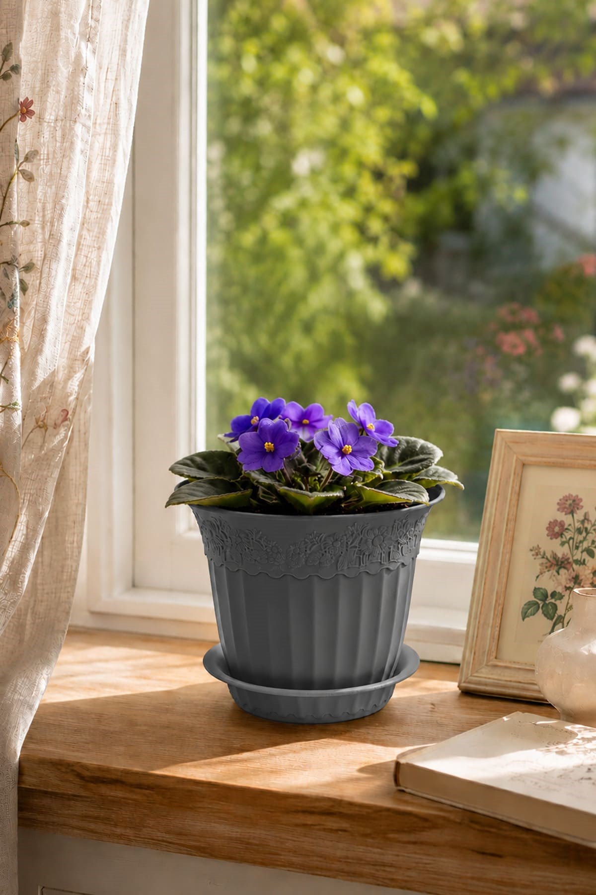 Irak Garden Flowers  AS152 Renkli Dekoratif Antik Saksı 1.75 Litre