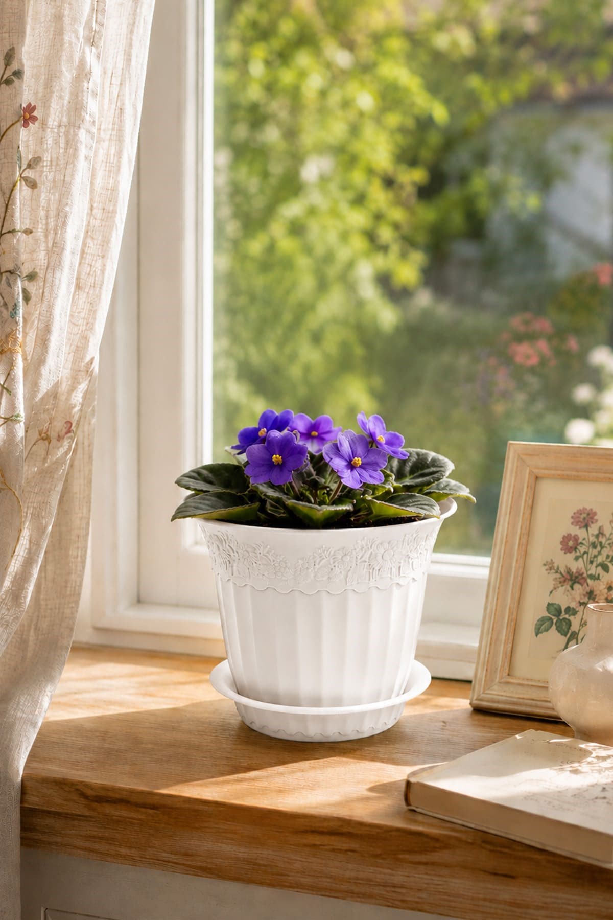 Irak Garden Flowers  AS152 Renkli Dekoratif Antik Saksı 1.75 Litre