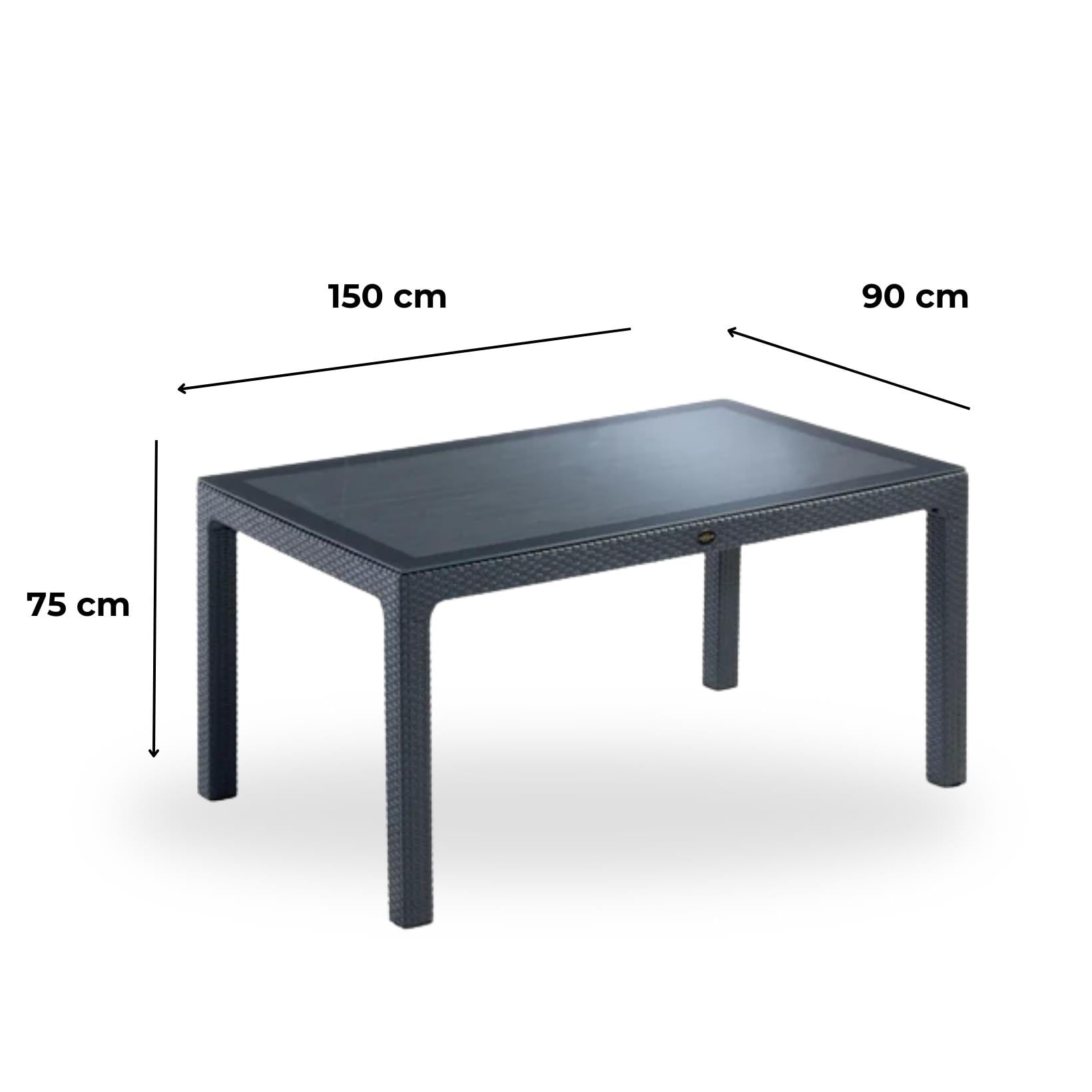 Novussi 90x150 Camlı Masa + 6 Adet Sunny Koltuk Masa Takımı Antrasit