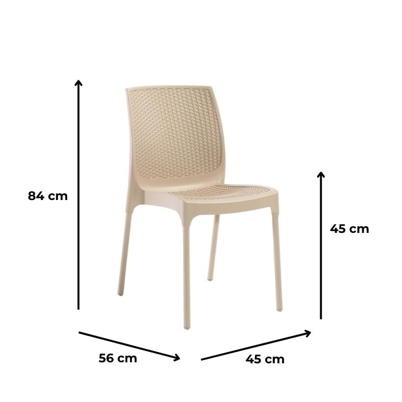 Novussi 90x150 Camlı Masa + 6 Adet Sunny Koltuk Masa Takımı Cappucino