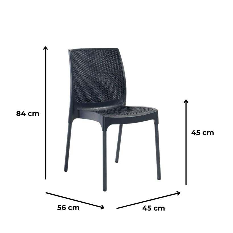 Novussi 90x150 Camlı Masa + 6 Adet Sunny Koltuk Masa Takımı Antrasit