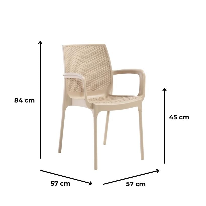 Novussi 90x150 Camlı Masa + 6 Adet Sunset Koltuk Masa Takımı Cappucino