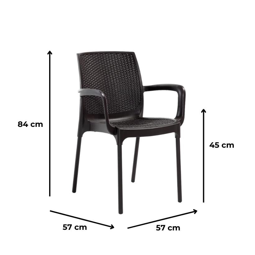 Novussi 90x150 Camlı Masa + 6 Adet Sunset Koltuk Masa Takımı Kahverengi