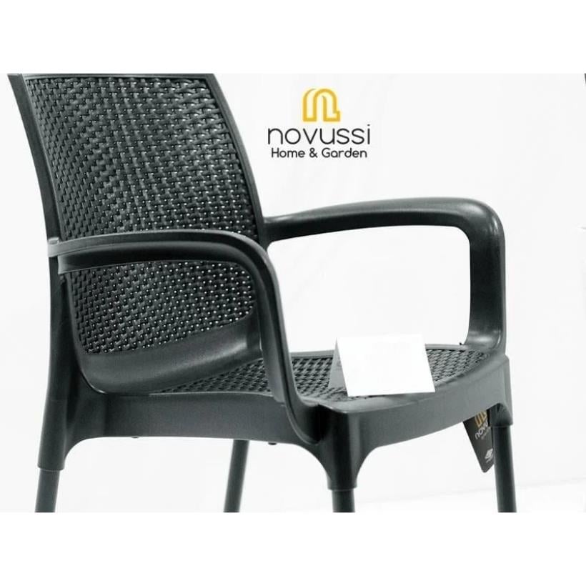 Novussi 90x150 Camsız Masa + 6 Adet Sunset Koltuk Masa Takımı Antrasit