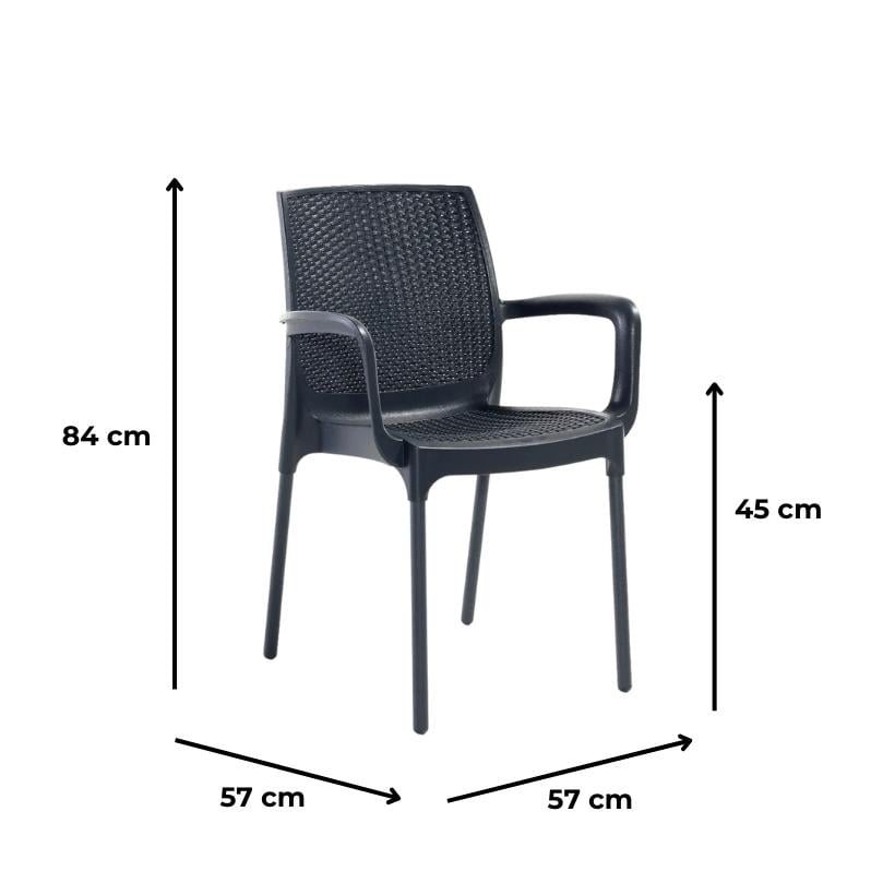 Novussi 90x150 Camsız Masa + 6 Adet Sunset Koltuk Masa Takımı Antrasit