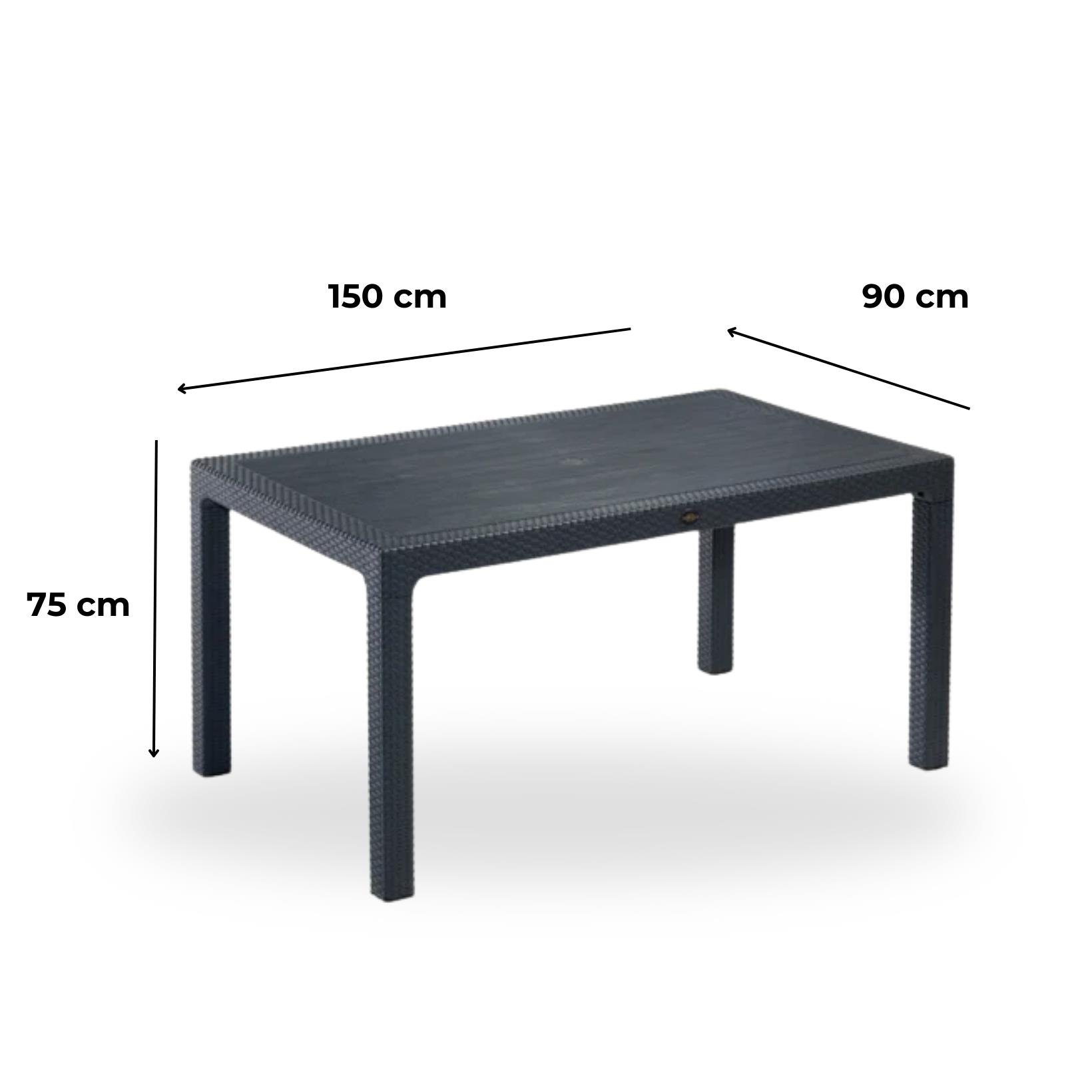 Novussi 90x150 Camsız Masa + 6 Adet Sunset Koltuk Masa Takımı Antrasit