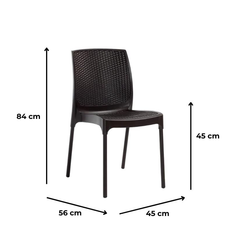Novussi 90x90 Camlı Masa +4 Adet Sunny Koltuk Masa Takımı Kahverengi