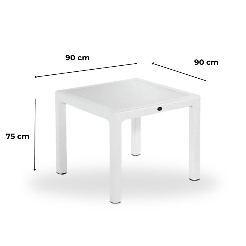 Novussi 90x90 Camlı Masa +4 Adet Sunset Koltuk Masa Takımı Beyaz