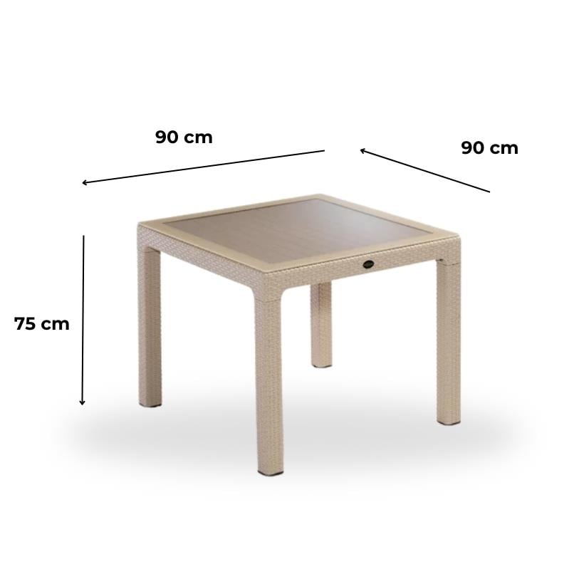 Novussi 90x90 Camlı Masa +4 Adet Sunset Koltuk Masa Takımı Cappucino