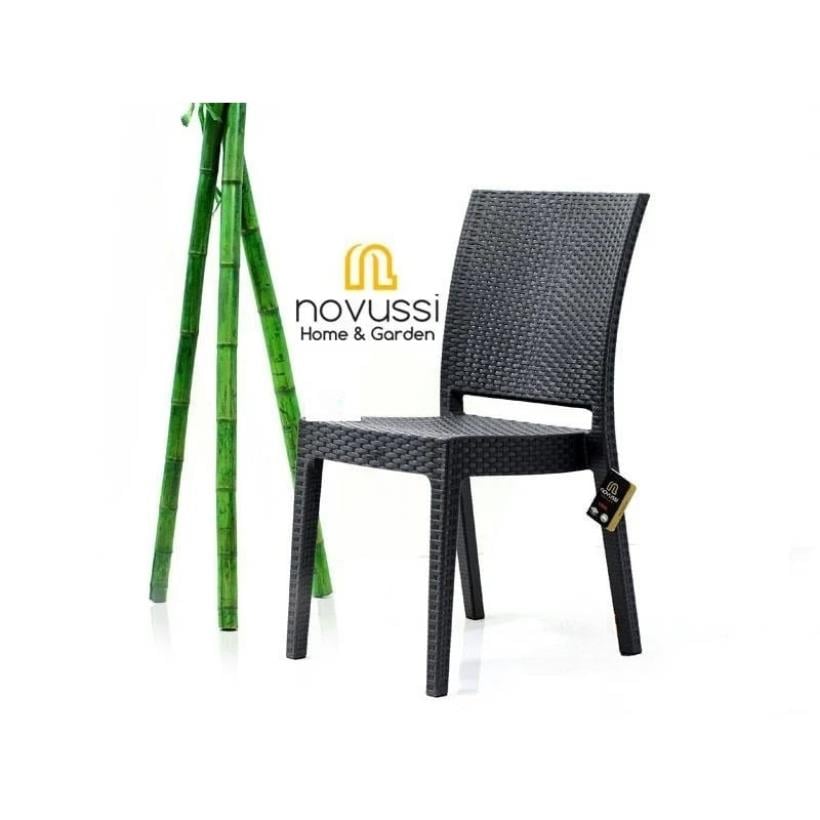Novussi 90x90 Camsız Masa +4 Adet Nice Koltuk Masa Takımı Antrasit
