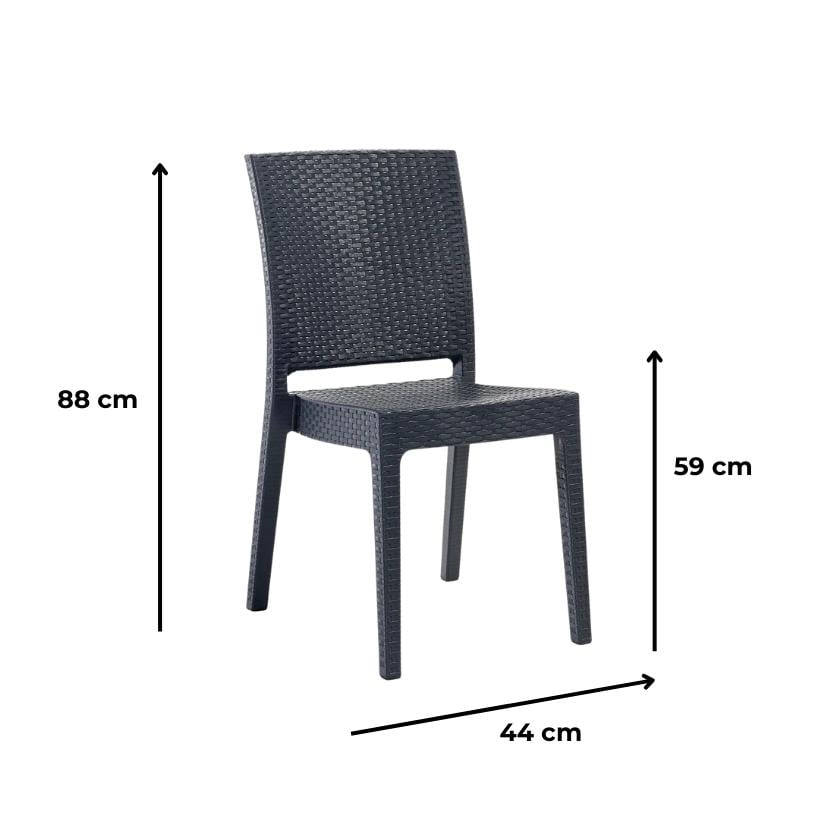Novussi 90x90 Camsız Masa +4 Adet Nice Koltuk Masa Takımı Antrasit
