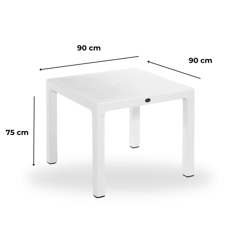 Novussi 90x90 Camsız Masa +4 Adet Nice Koltuk Masa Takımı Beyaz
