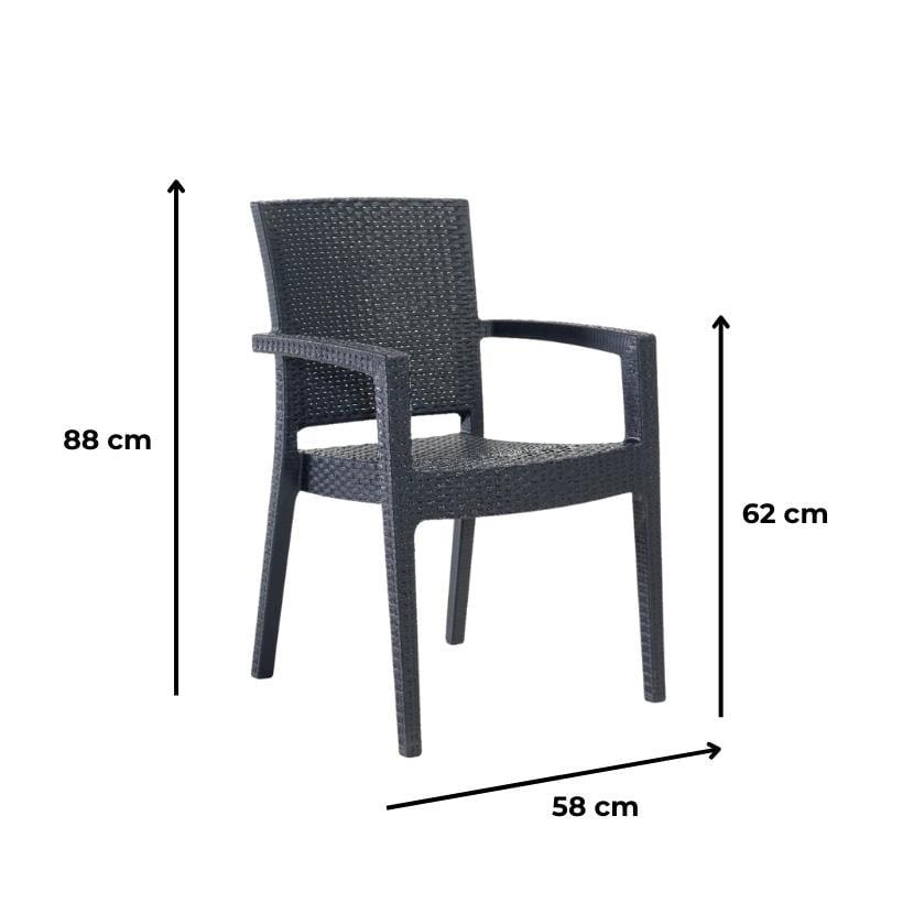 Novussi Liverno 90x150 Camlı Balkon-Bahçe Masa + 6 Adet Paris Koltuk Masa Takımı