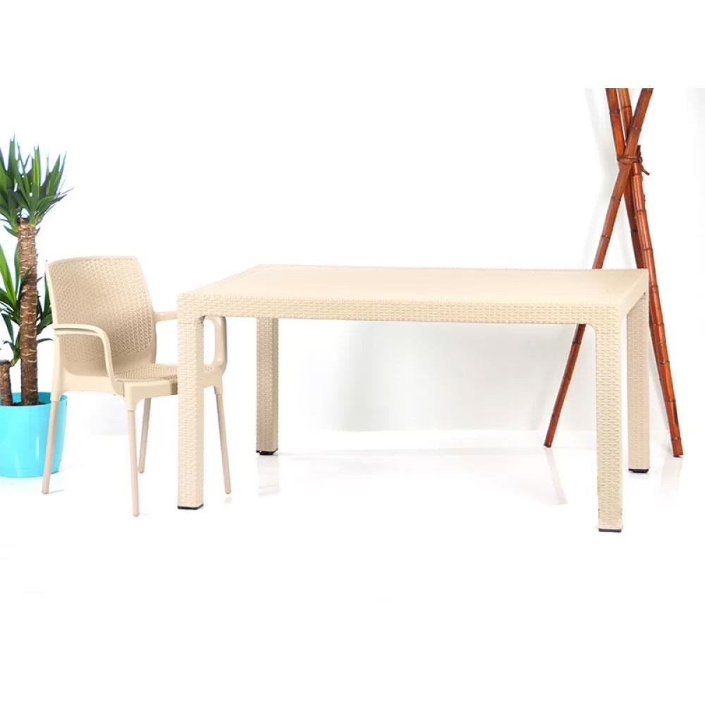 Novussi R002 Rattan Camsız Masa 90x150cm Cappucino