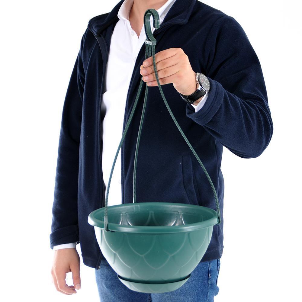 Serinova DM03 Askılı Damla Makrome Çiçek ve Bitki Saksısı 4,6 Litre Yeşil