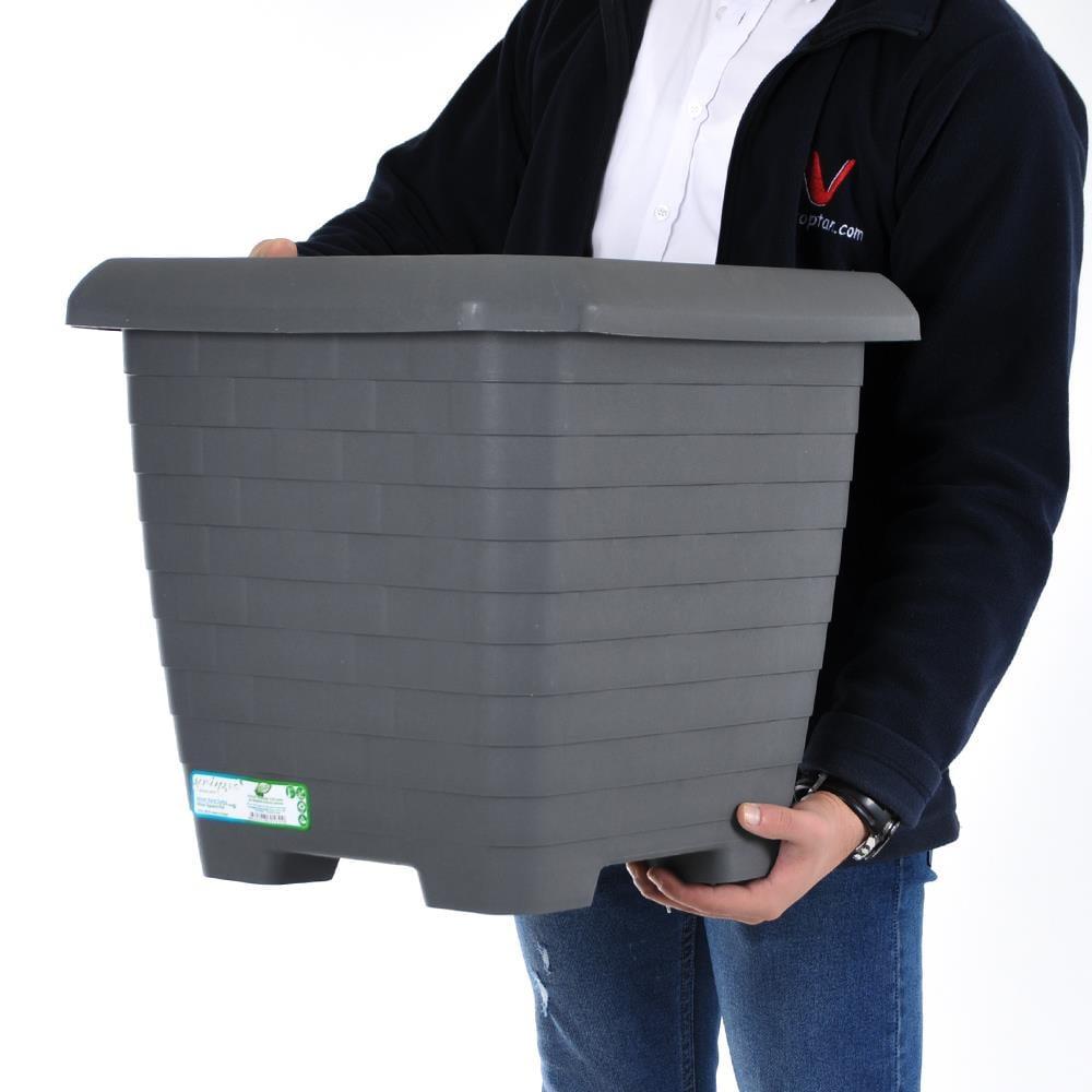 Serinova HK04 Hisar Kare Tabaklı Saksı 44 Litre
