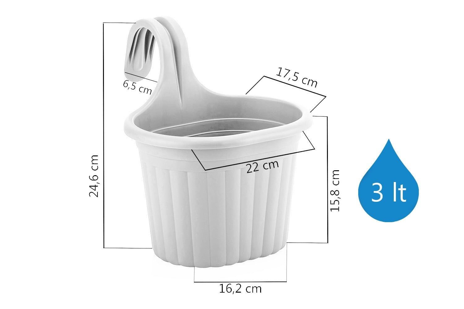 Serinova TOM1 Tombik Balkon Saksı No:1 - 3 Litre