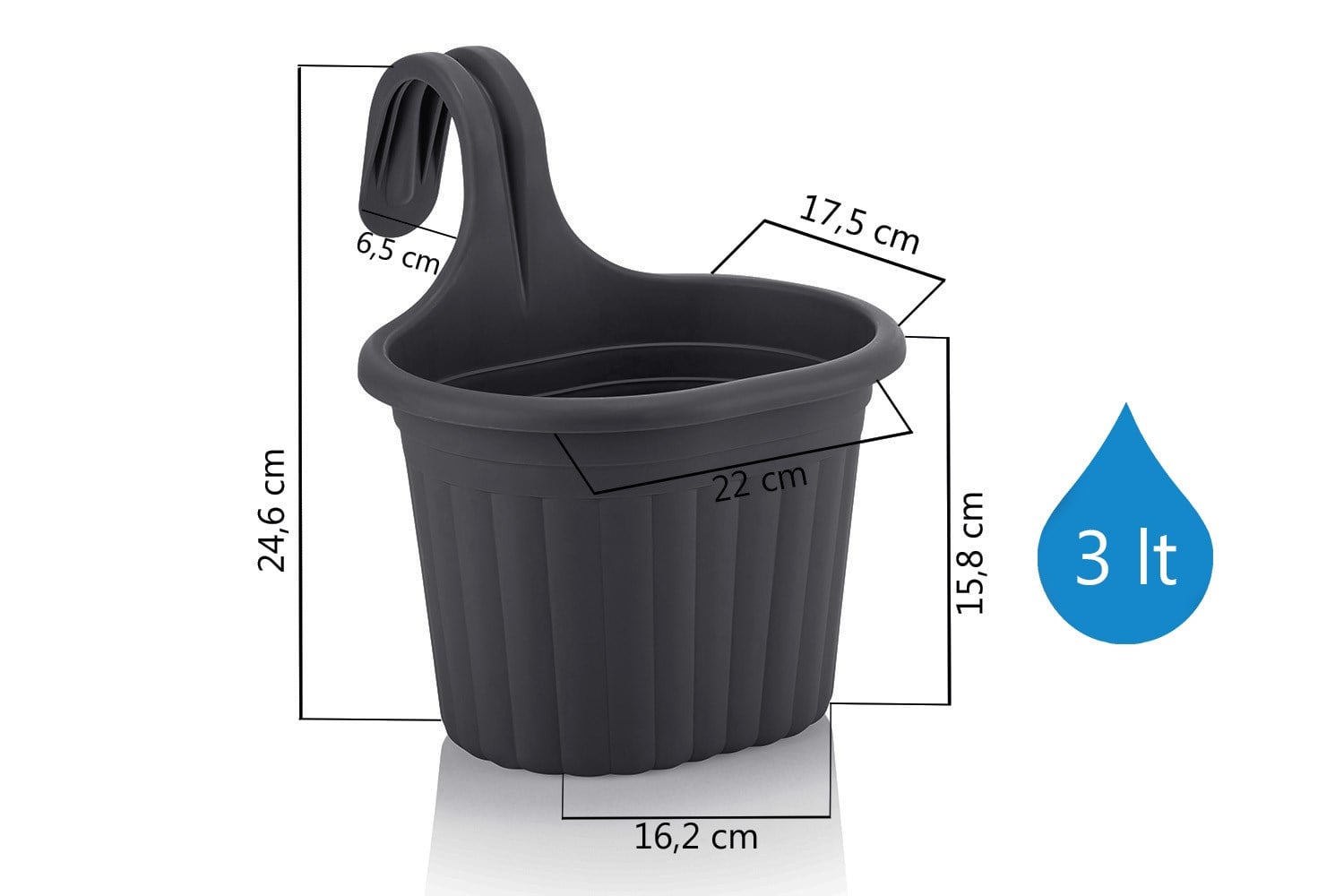 Serinova TOM1 Tombik Balkon Saksı No:1 - 3 Litre