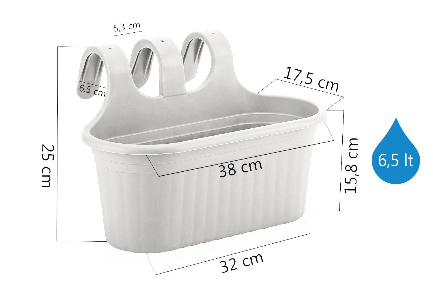 Serinova TOM2 Tombik Balkon Saksı No:2 - 6.5 Litre