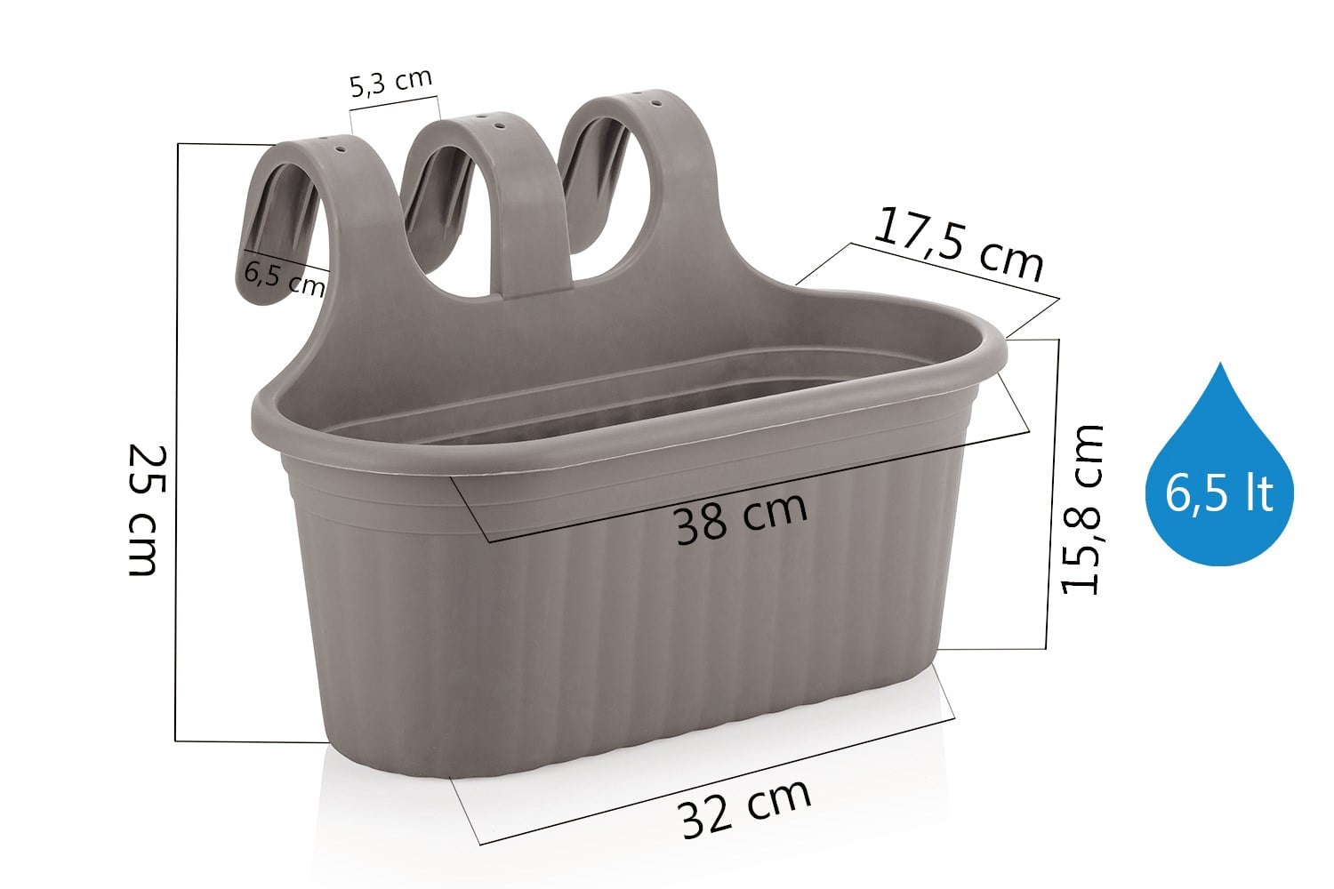 Serinova TOM2 Tombik Balkon Saksı No:2 - 6.5 Litre
