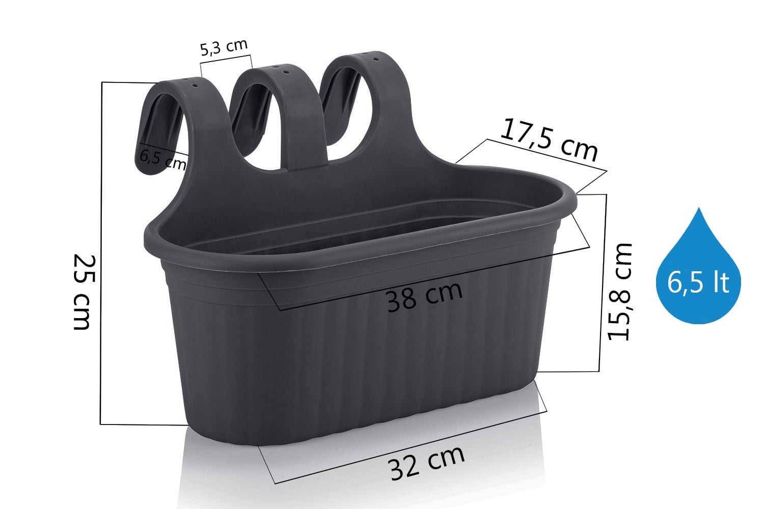 Serinova TOM2 Tombik Balkon Saksı No:2 - 6.5 Litre