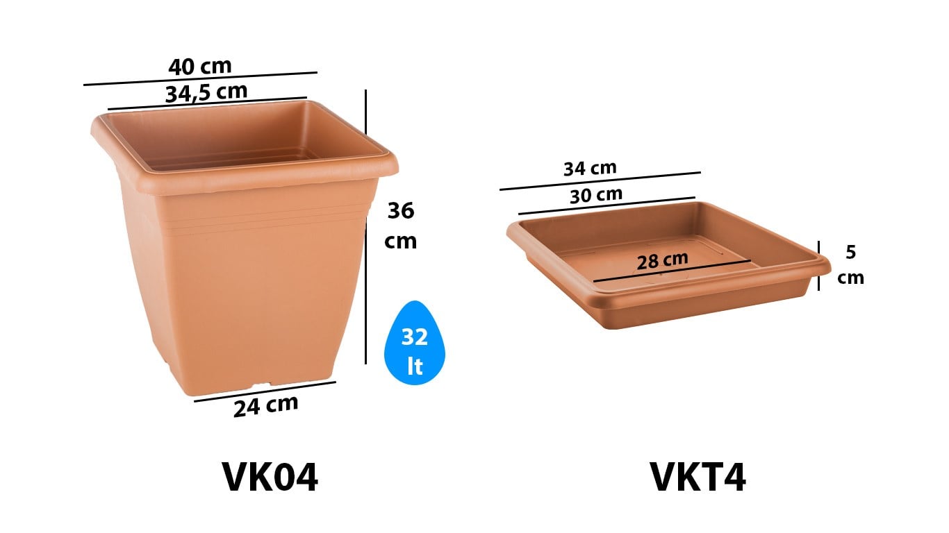 Serinova VK04 illa Kare Dış Mekan Saksı 32 Litre