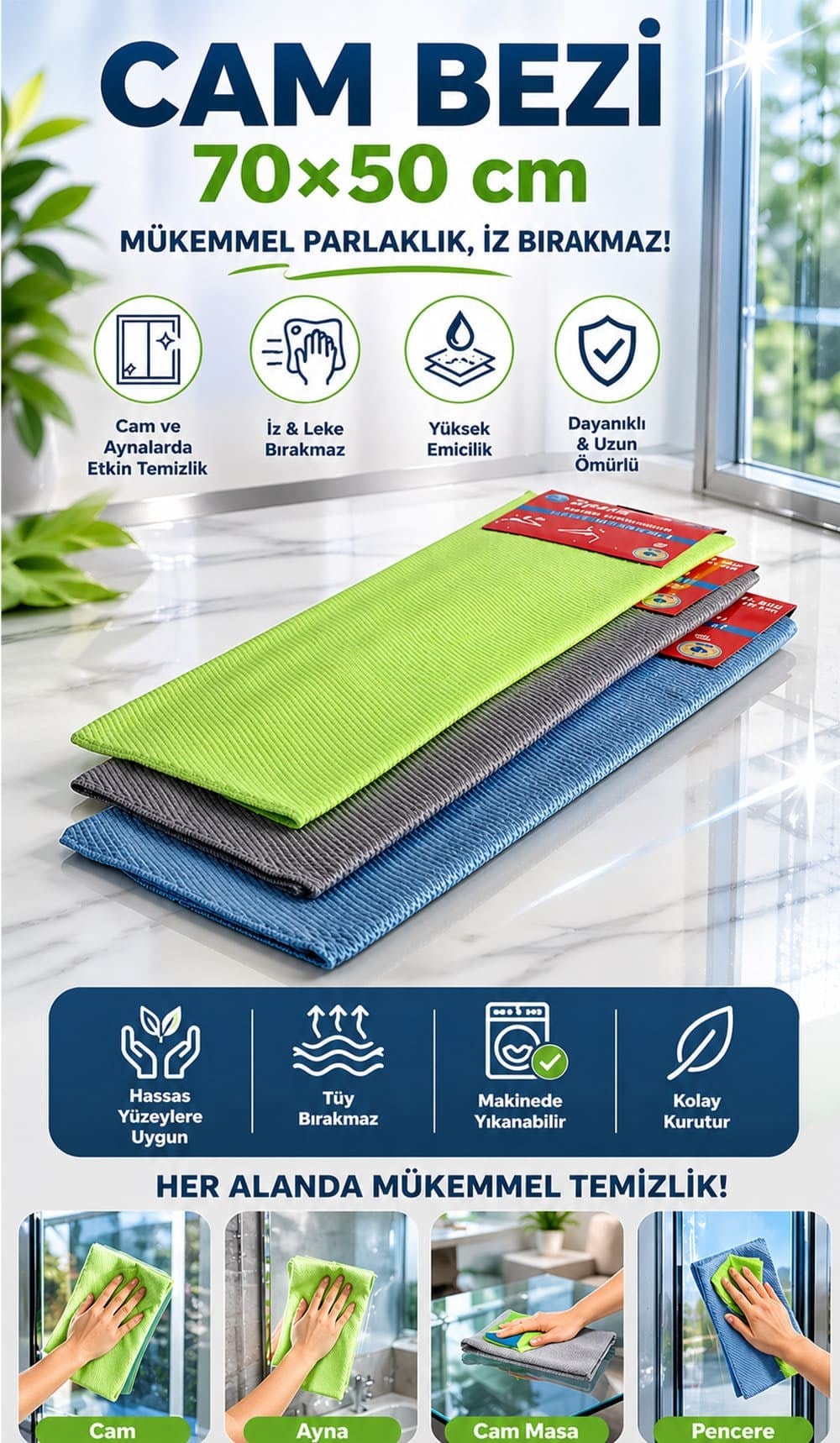 Spark M2311 Mikrofiber Cam Bezi 70x50cm