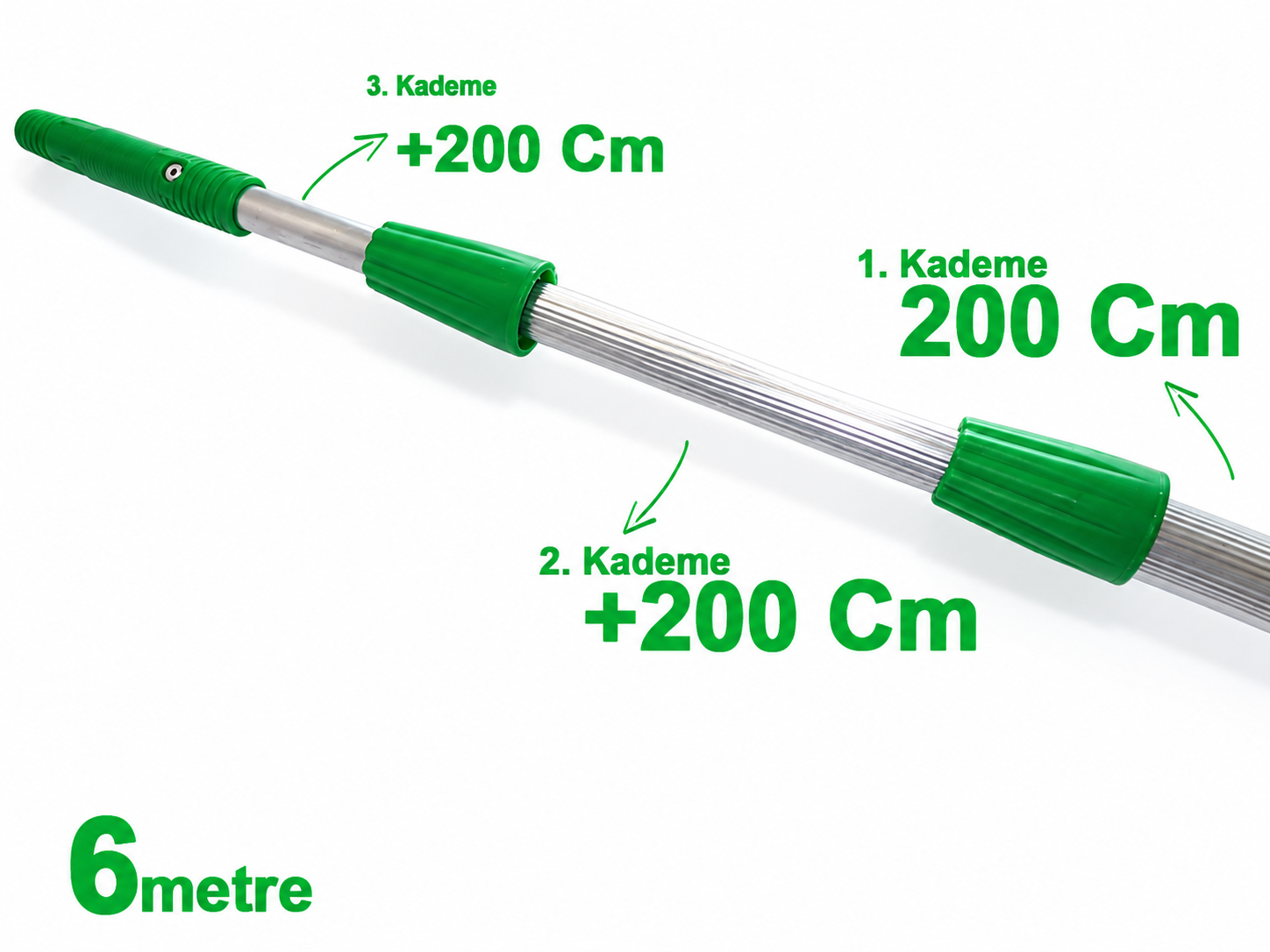 Teleskopik/Uzatmalı Alüminyum Sap 6 Metre