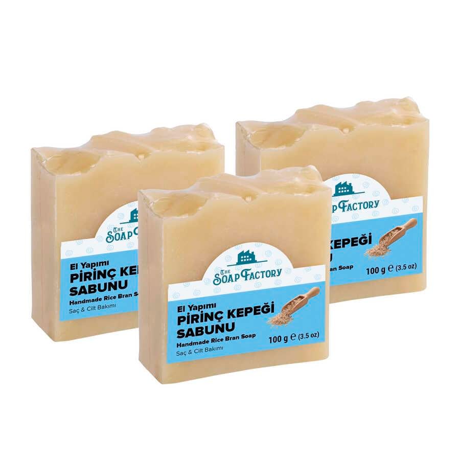 The Soap Factory İpek Seri El Yapımı Pirinç Kepeği Sabunu 100 g  x 3 Adet (Toplam 300 g) 