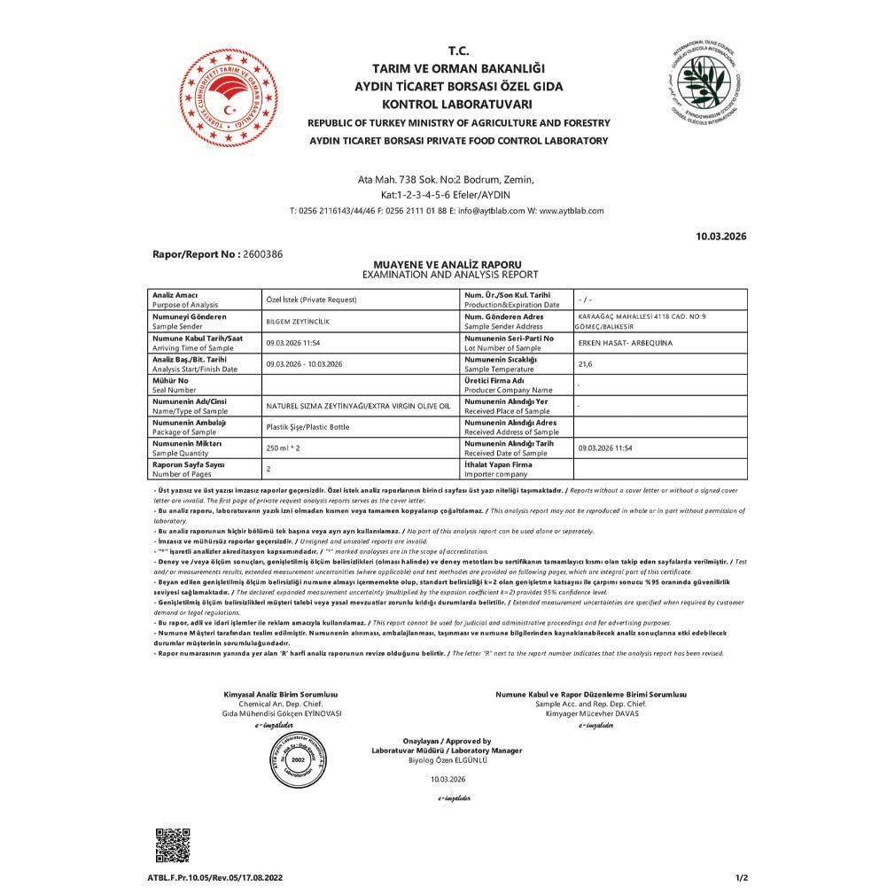 MİRA +349 Yüksek Polifenol Erken Hasat Zeytinyağı 2 Lt.