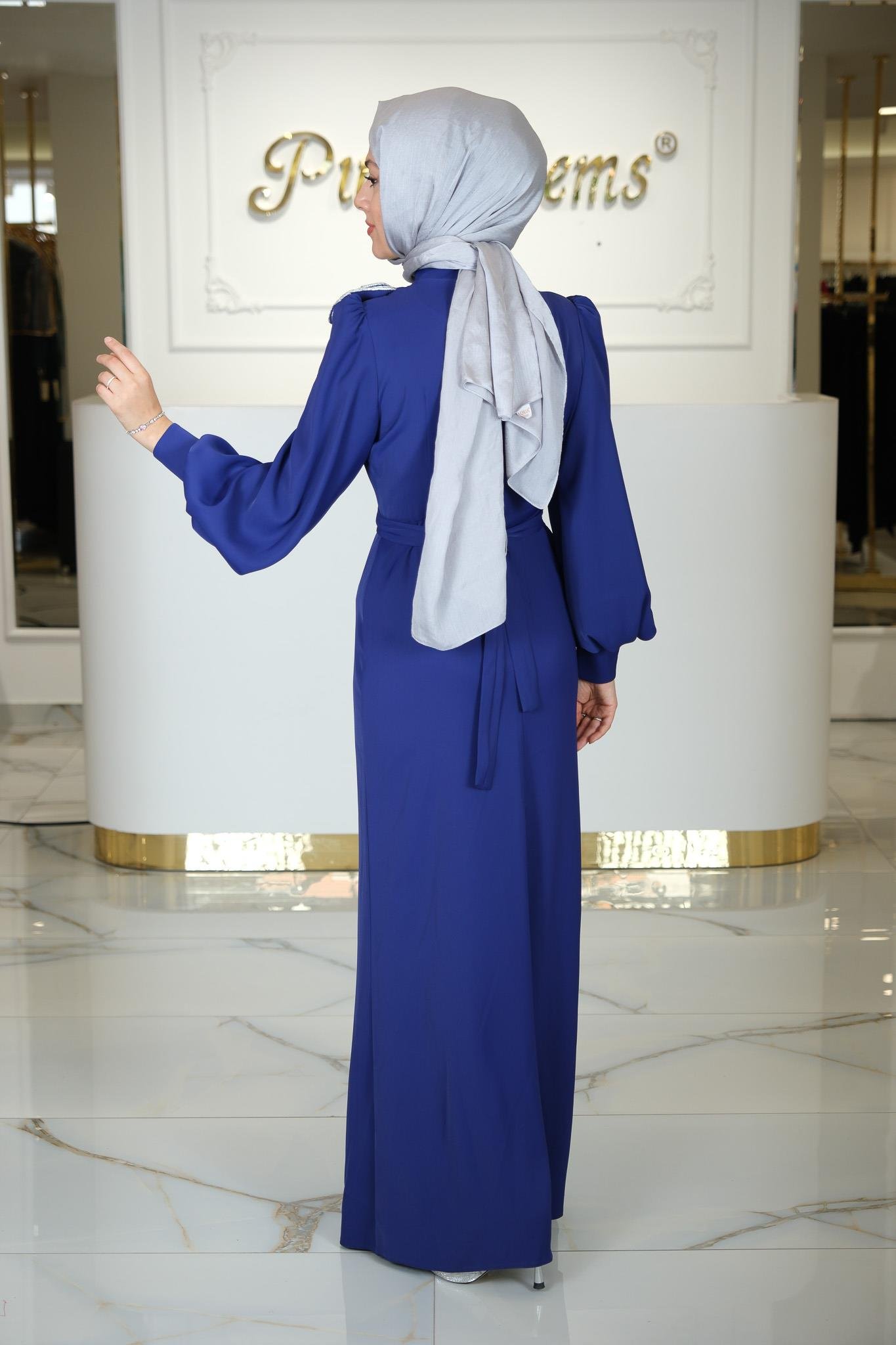 BAYAN ELBİSE SIYAH MORCİVERT