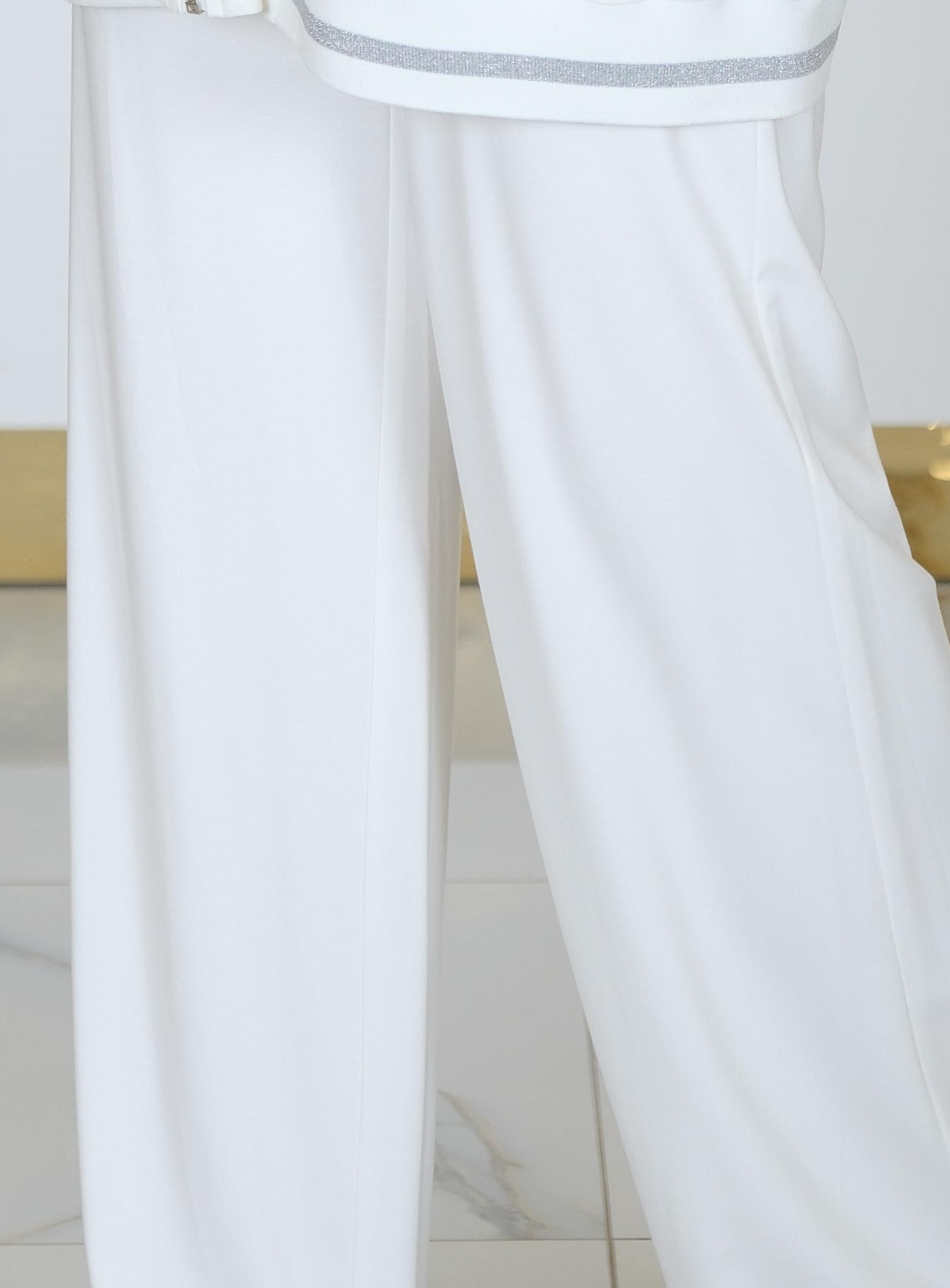 BELİ LASTİKLİ ÖRME PANTOLON BEYAZ