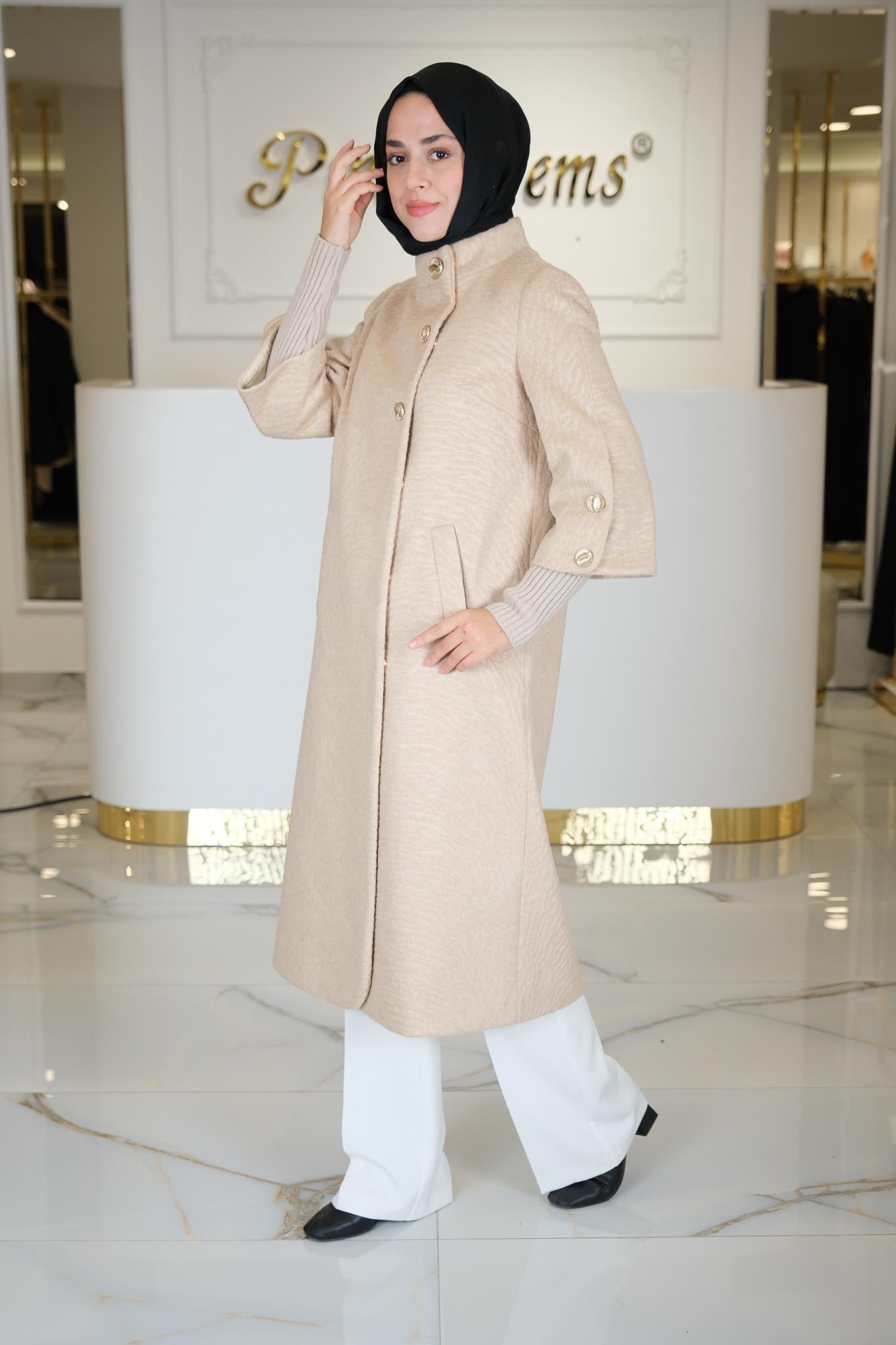 DESENLİ ANGORA KABAN BEJ
