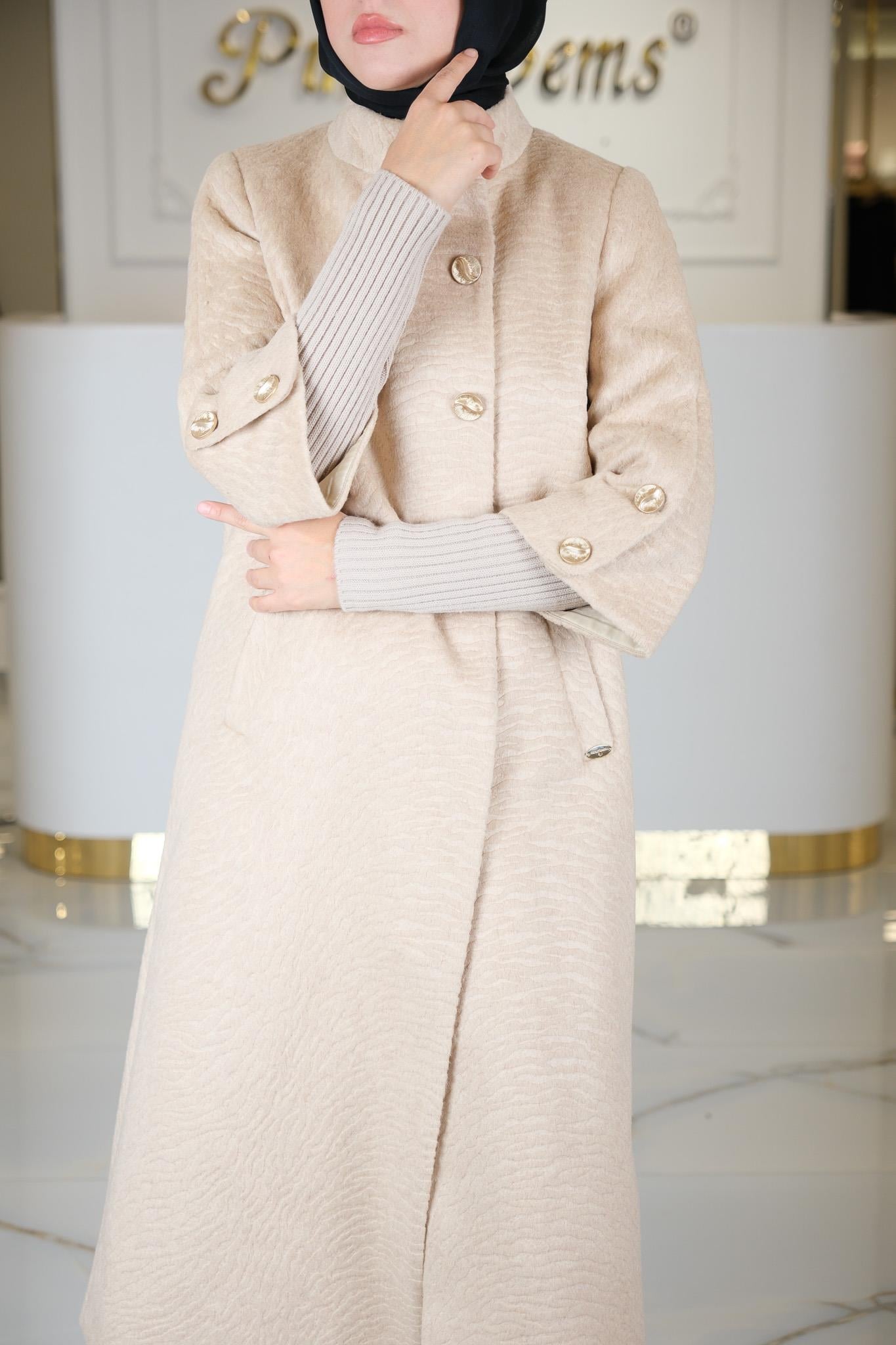 DESENLİ ANGORA KABAN BEJ
