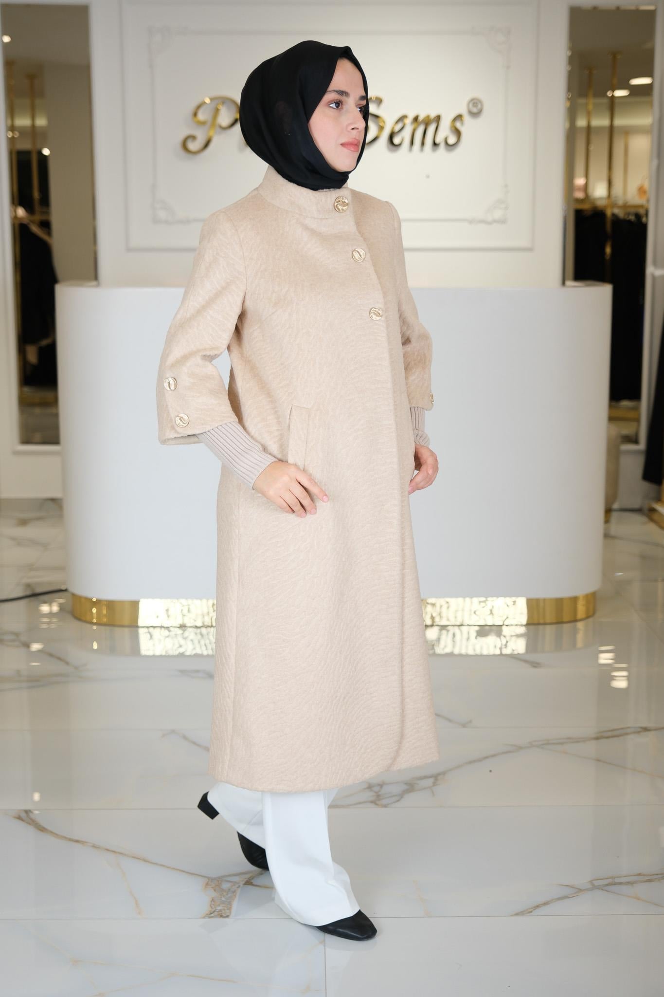 DESENLİ ANGORA KABAN BEJ